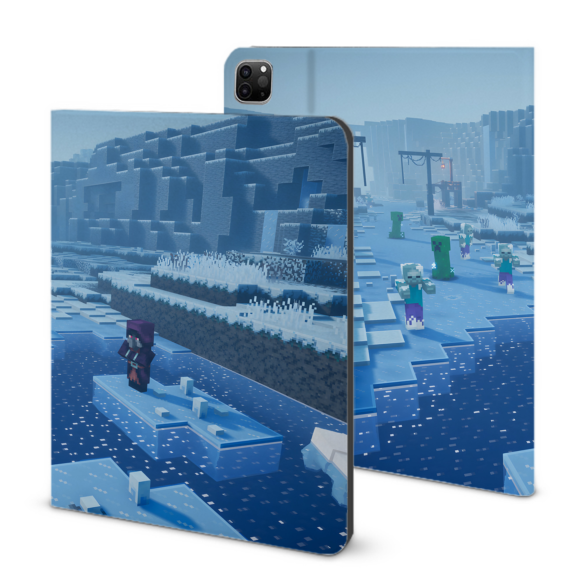 （画像用） マインクラフト ブロックの世界 Minecraft MC Block world IPad ケース ブック型 PUレザー TPU 耐衝撃 軽量 薄型 ペン収納なし 全面保護 IPad 各モデル対応